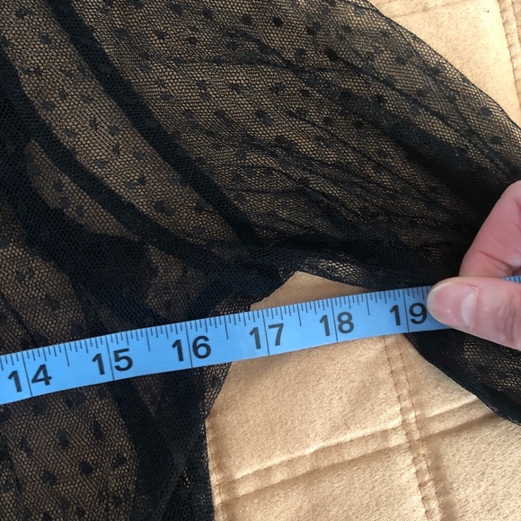 Guess Sheer Black Mesh Top w Floral Embroidery - Picture 8 of 9